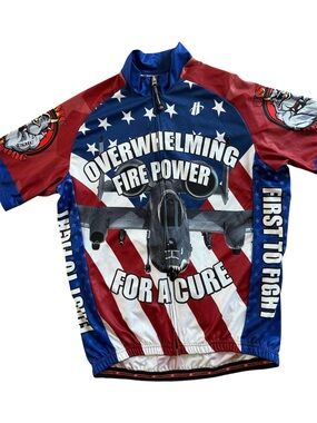 MENS CYCLING BIKING LIGHTWEIGHT JERSEY US MARINES LOOKING FOR A CURE SIZE MEDIUM